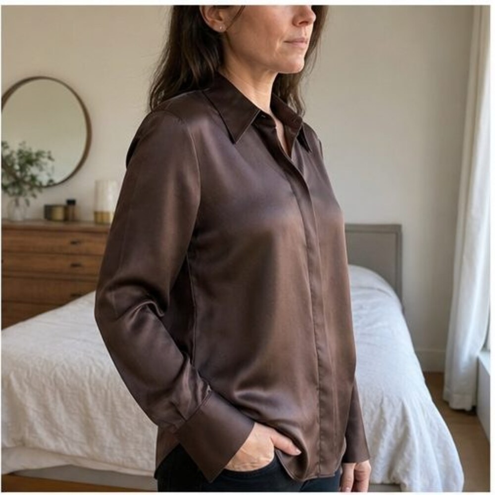 Navy Button Blouse - Picture 3 of 6
